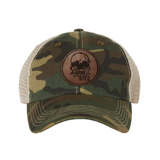 Skully Leather Patch Dad Hat